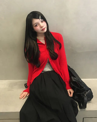 Round neck colorful cardigan