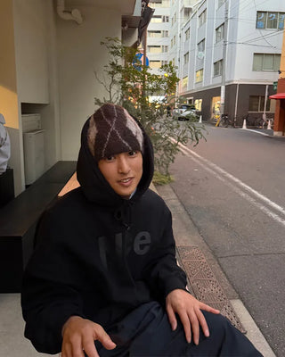 Argyle knit beanie