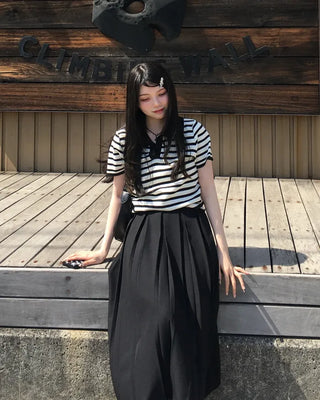 Striped short-sleeve knit