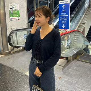 Ribbon knit cardigan