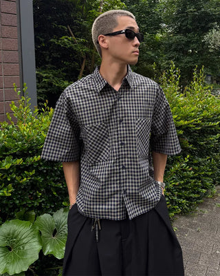 Checked cropped overshirt