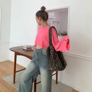 Leopard wash shoulder bag
