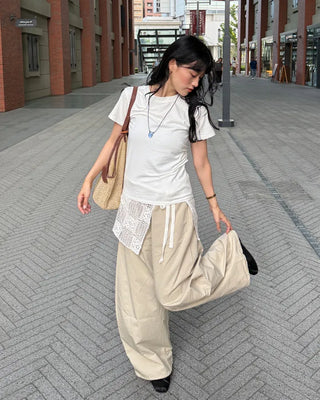 Balloon waist elastic pants