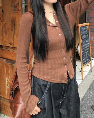 Slim-fit ribbed knit cardigan