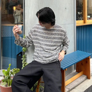 (Unisex) Striped Linen Long T-Shirt