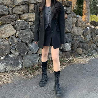 [unisex] Oversized wool string slit jacket