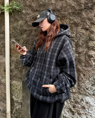 (Unisex) Lulu Check Fleece Hood