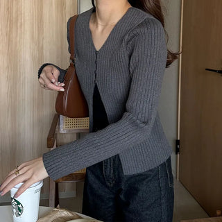Ribbed Open Cardigan