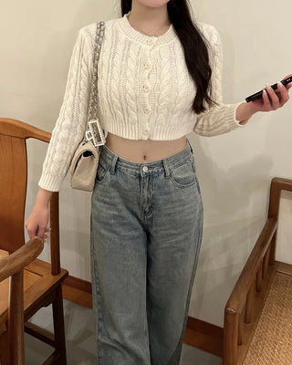 Crop Cable Knit Cardigan