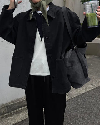 Washed pocket work jacket