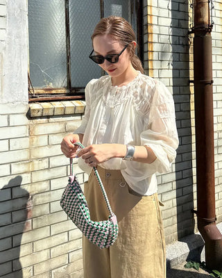 Scalloped lace detail blouse