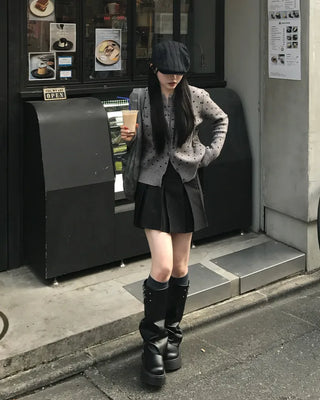Polka Dot Knit Cardigan