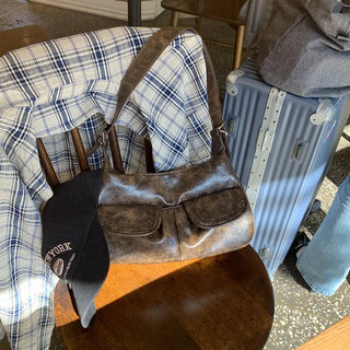 Double pocket leather bag