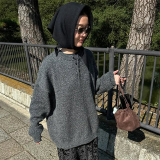 Simple Henley Neck Knit