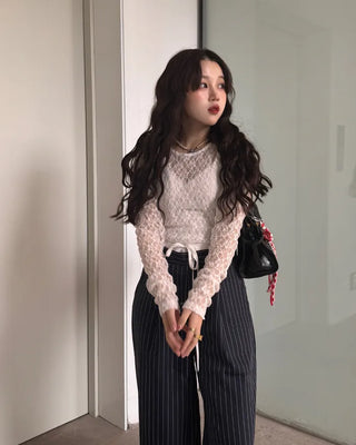 Lace long-sleeve T-shirt
