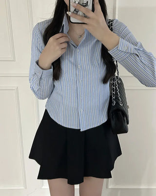 Striped Crop Long Sleeve Shirt