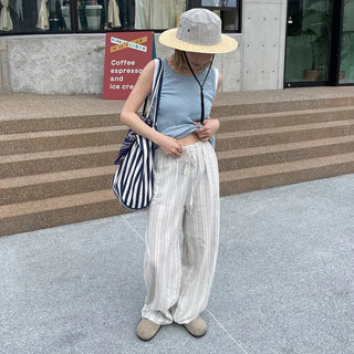 Striped wide-leg pants