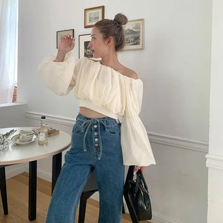 Balloon cropped blouse