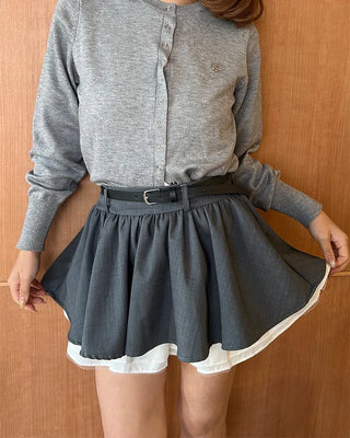 Belted Layered Mini Skirt