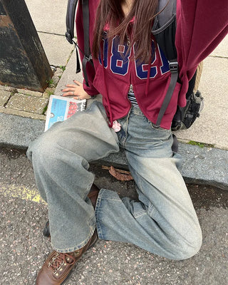 Wide denim pants
