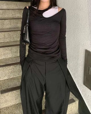 Double-breasted see-through T-shirt