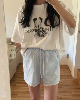 Oversized puffy dog short-sleeved T-shirt