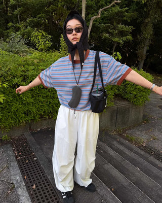 Colored striped short-sleeved T-shirt