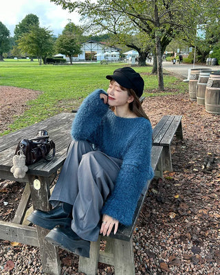 Long-sleeved shaggy knit