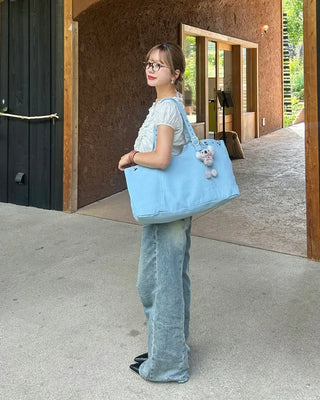 Denim Big Shoulder Tote Bag