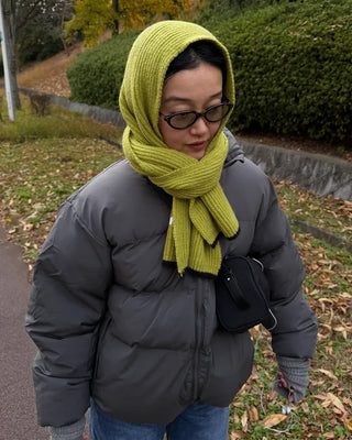 Color-blocked ribbed scarf