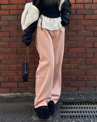 Cubic denim pants