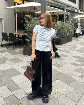 Front Gathered Dot T-Shirt