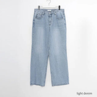 Washed wide denim pants