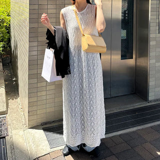Perforated Long Knit Dress