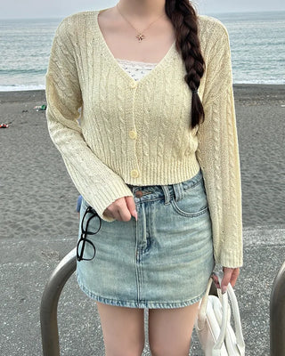 Cable Cropped Cardigan