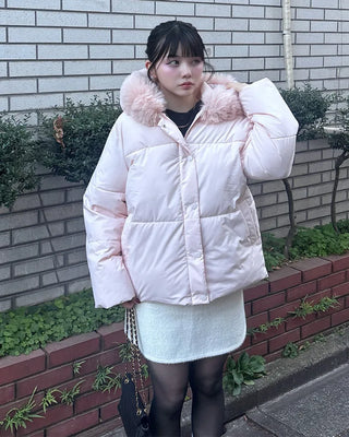 Fur-hooded down jacket
