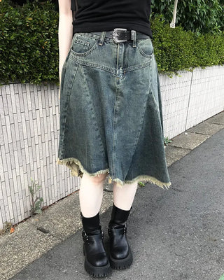 Asymmetrical denim skirt