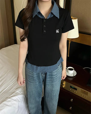 Checkered Shirt Layered PK T-Shirt