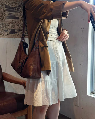 String Gathered Midi Skirt