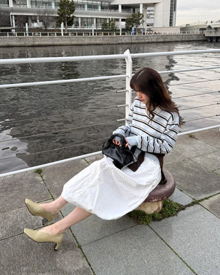 Mid-heel loafer pumps