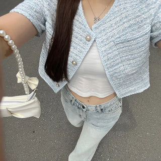 Tweed short-sleeved jacket