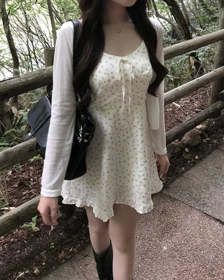 Mini Flower Ribbon Mini Dress