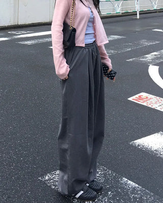 Pleated wide-leg fit pants
