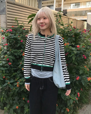 Two-tone striped cardigan