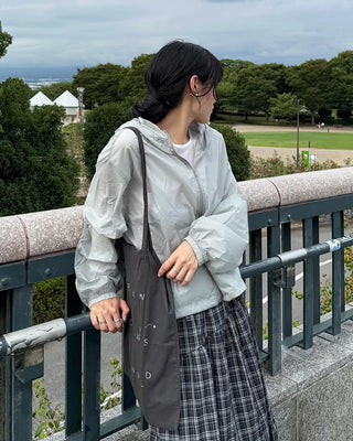 Hooded cropped windbreaker