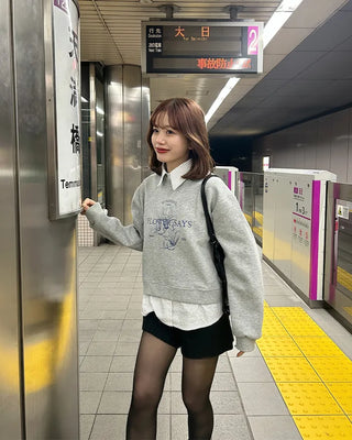Striped shirt & sweatshirt set