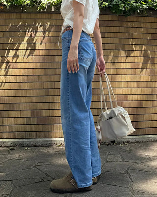 Washed straight denim
