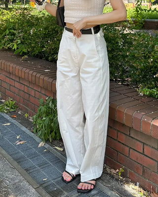 Wide-leg cotton pants