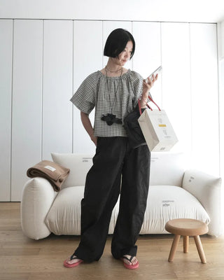 Checked string blouse