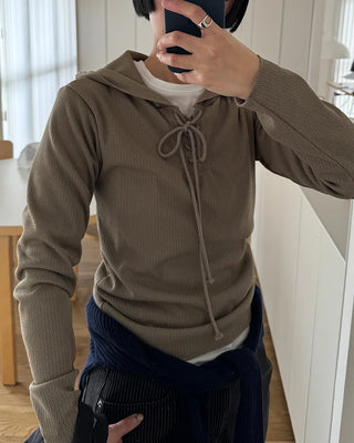 String detail hoodie